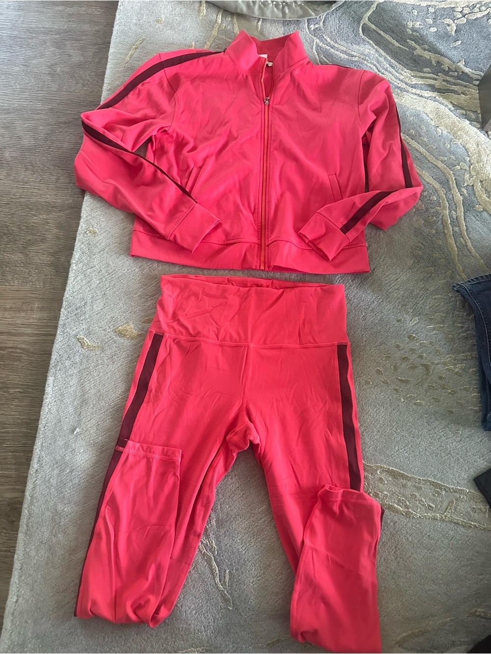 Athleta Pink Leggings with Dark Side Stripes